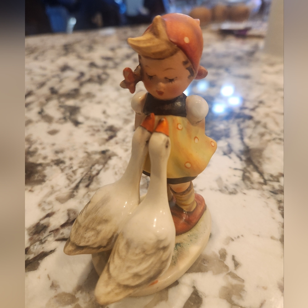 Vintage Hummel Goose Girl 473/0 Goebel Girl with Two Geese Figurine,  W. Germany
